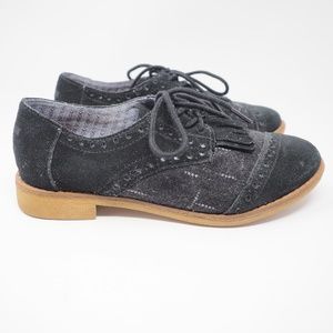 Toms Brouge Oxford Lace Up Dress Shoes Black 6